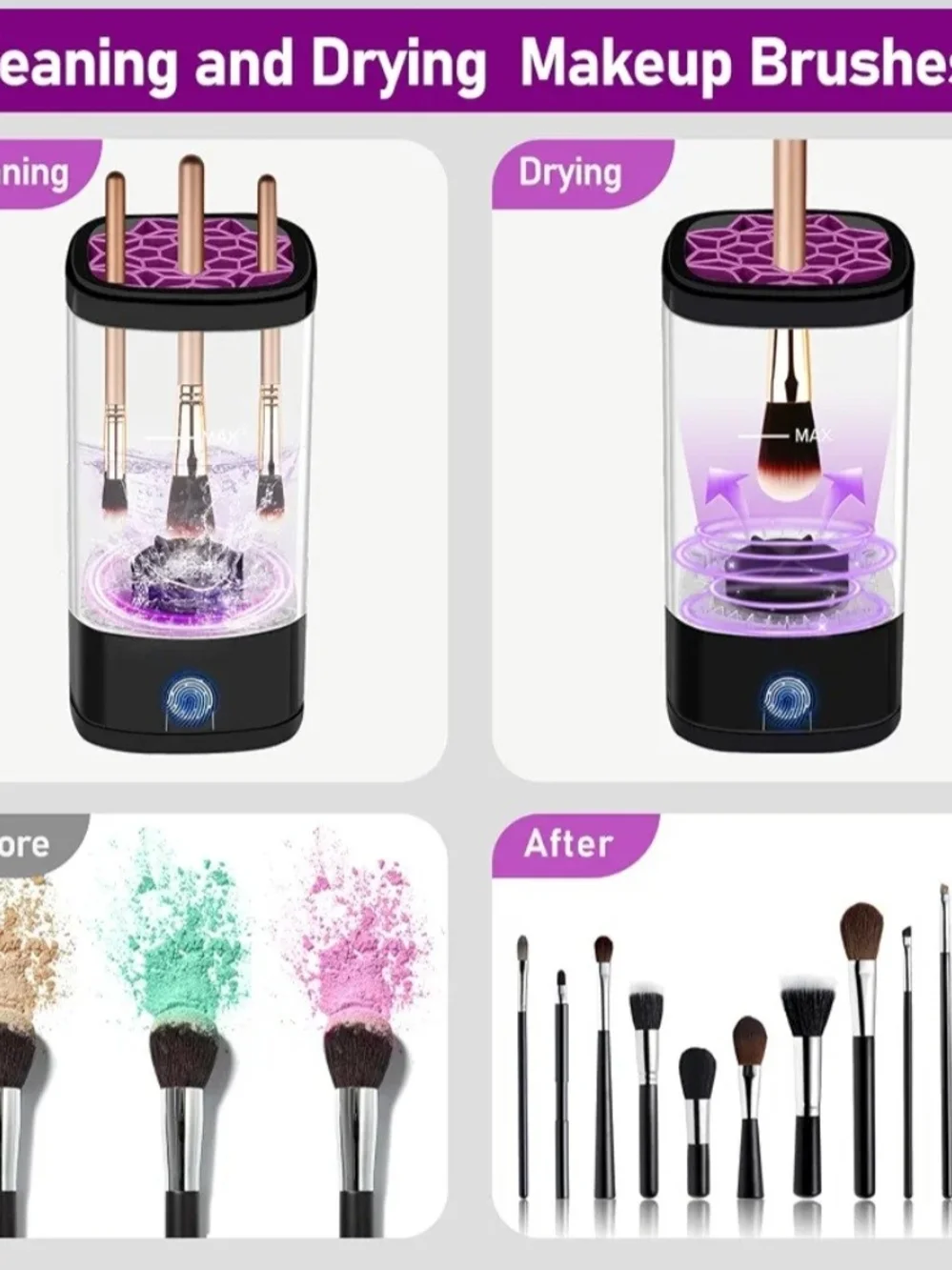 Makeup Brush Cleaner - Electric Brush Cleaner (Green/White)